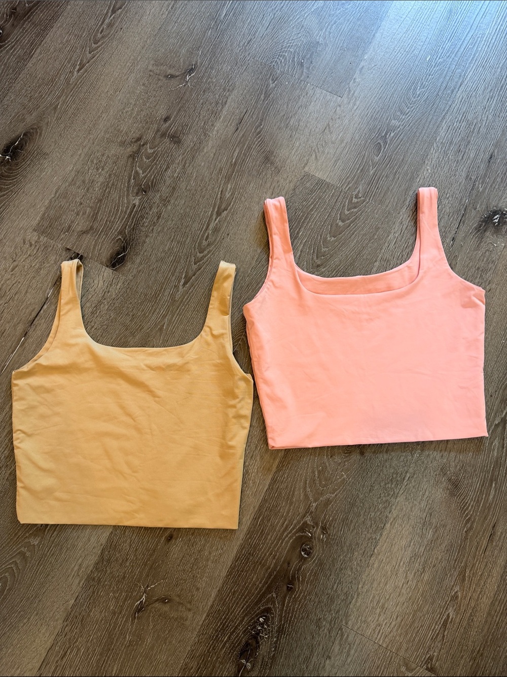 Women’s Square Neck Crop Tank Top - Pink and nude